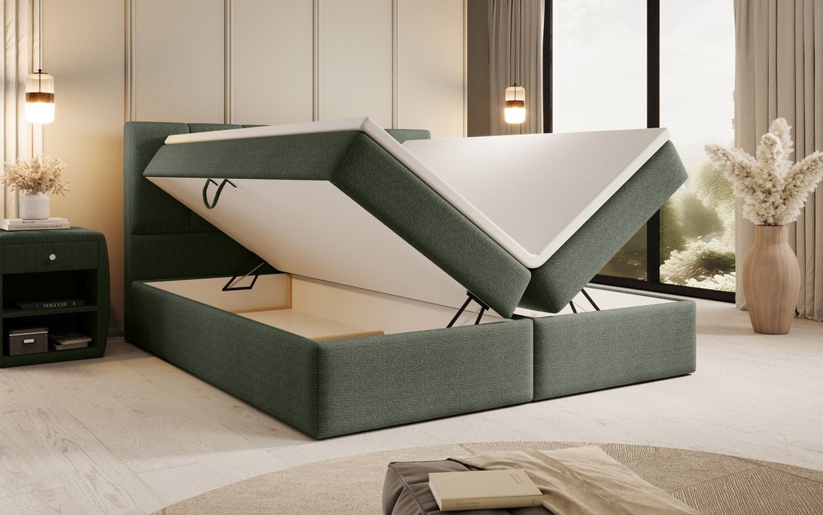 Aurelia Bouclé Boxspringbett mit Stauraum: Luxus Schlafkomfort & Praktische Eleganz