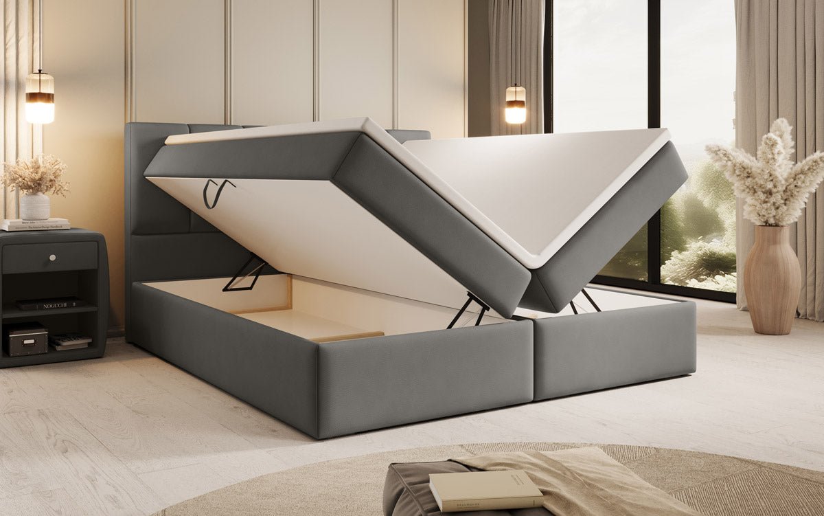 Luxuriöses Boxspringbett Aurelia Stoffbett mit Integriertem Stauraum für Schlafzimmer