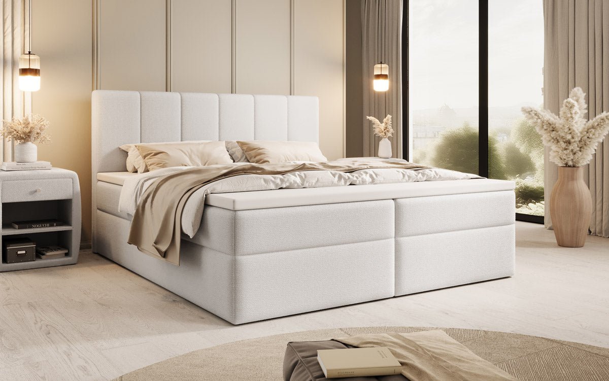 Aurelia Bouclé Boxspringbett mit Stauraum: Luxus Schlafkomfort & Praktische Eleganz
