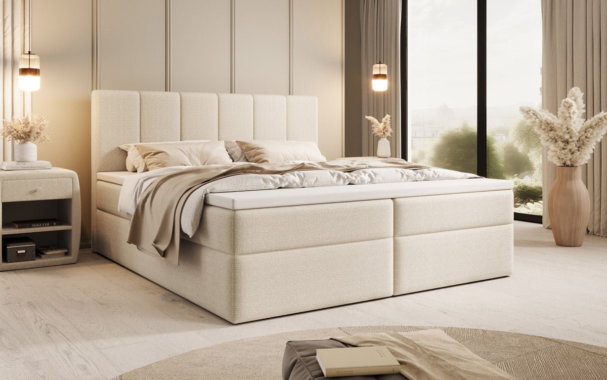 Aurelia Bouclé Boxspringbett mit Stauraum: Luxus Schlafkomfort & Praktische Eleganz