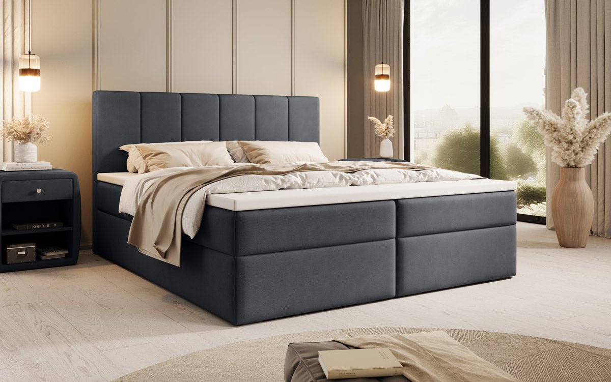 Luxuriöses Boxspringbett Aurelia Stoffbett mit Integriertem Stauraum für Schlafzimmer