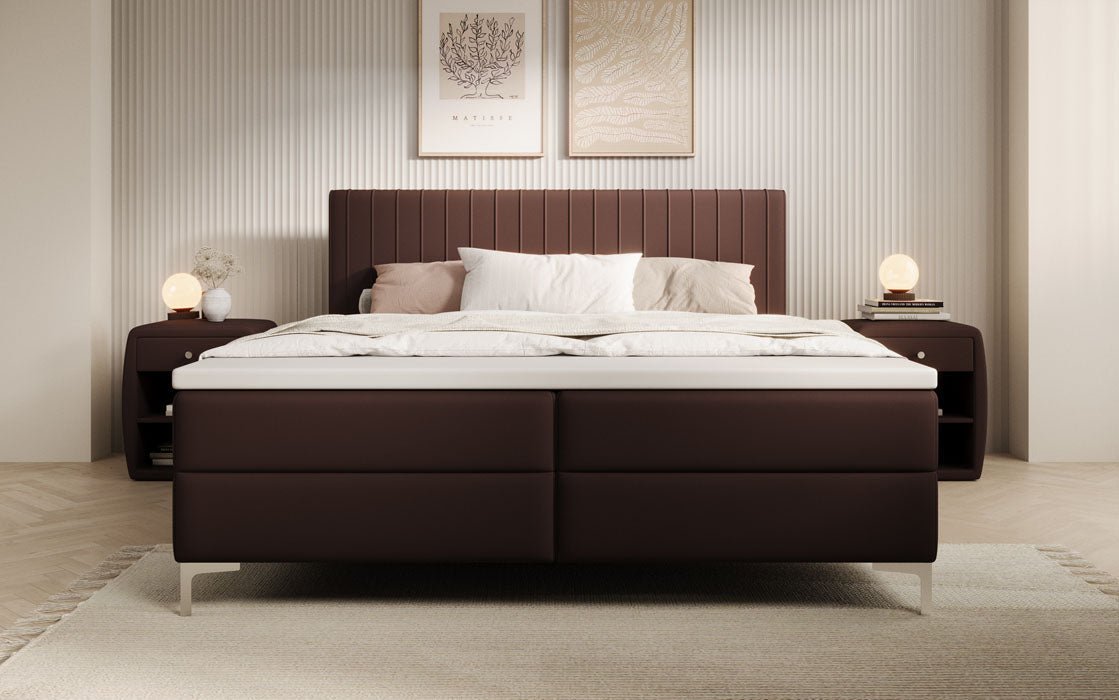 Leona Kunstleder Boxspringbett mit Stauraum – Komfort, Stil, Funktionalität
