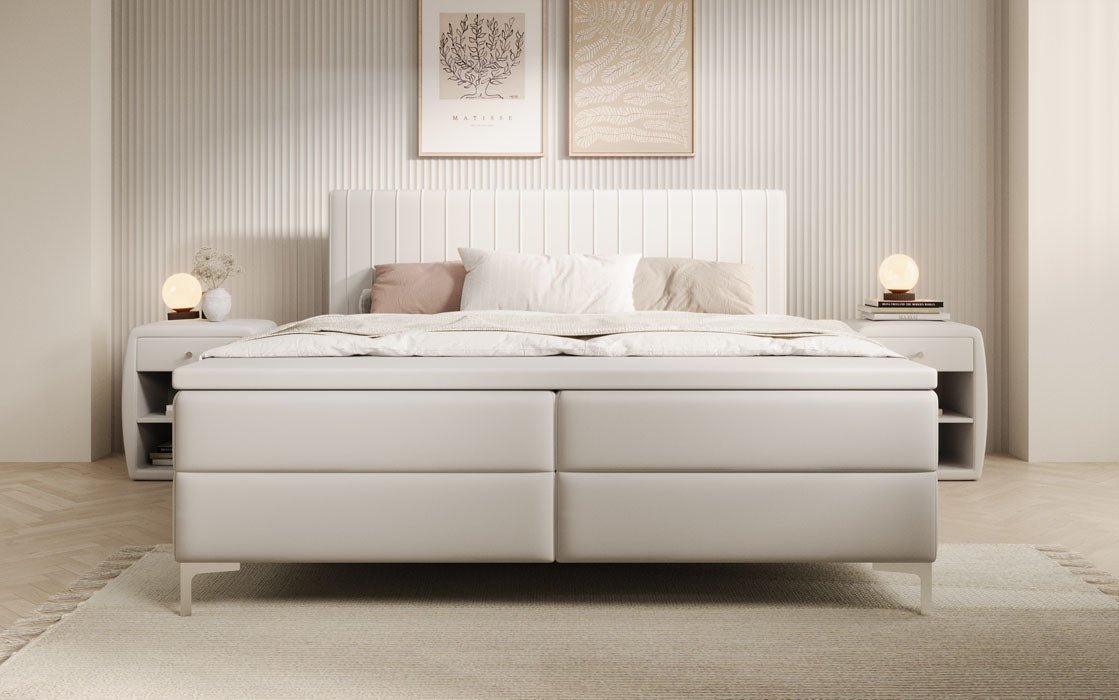 Leona Kunstleder Boxspringbett mit Stauraum – Komfort, Stil, Funktionalität