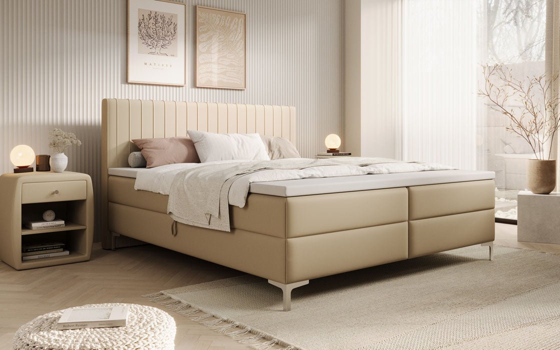 Leona Kunstleder Boxspringbett mit Stauraum – Komfort, Stil, Funktionalität