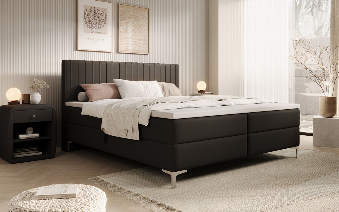 Leona Kunstleder Boxspringbett mit Stauraum – Komfort, Stil, Funktionalität