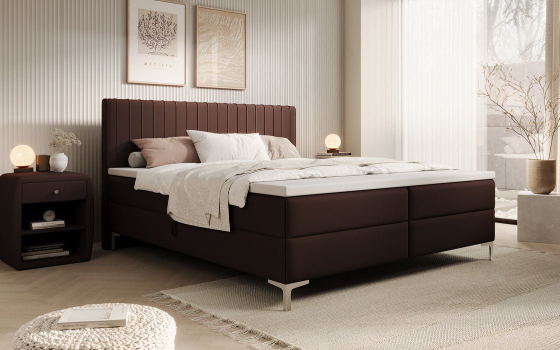 Leona Kunstleder Boxspringbett mit Stauraum – Komfort, Stil, Funktionalität