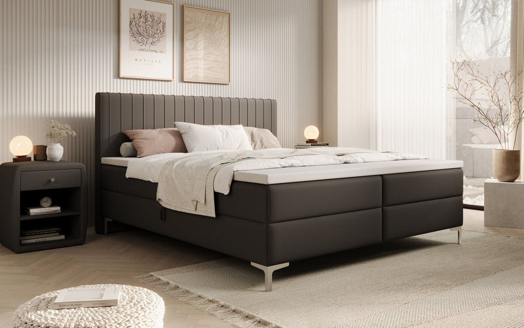 Leona Kunstleder Boxspringbett mit Stauraum – Komfort, Stil, Funktionalität