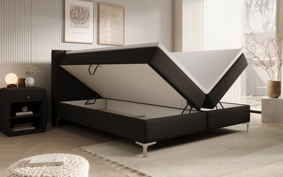 Leona Kunstleder Boxspringbett mit Stauraum – Komfort, Stil, Funktionalität