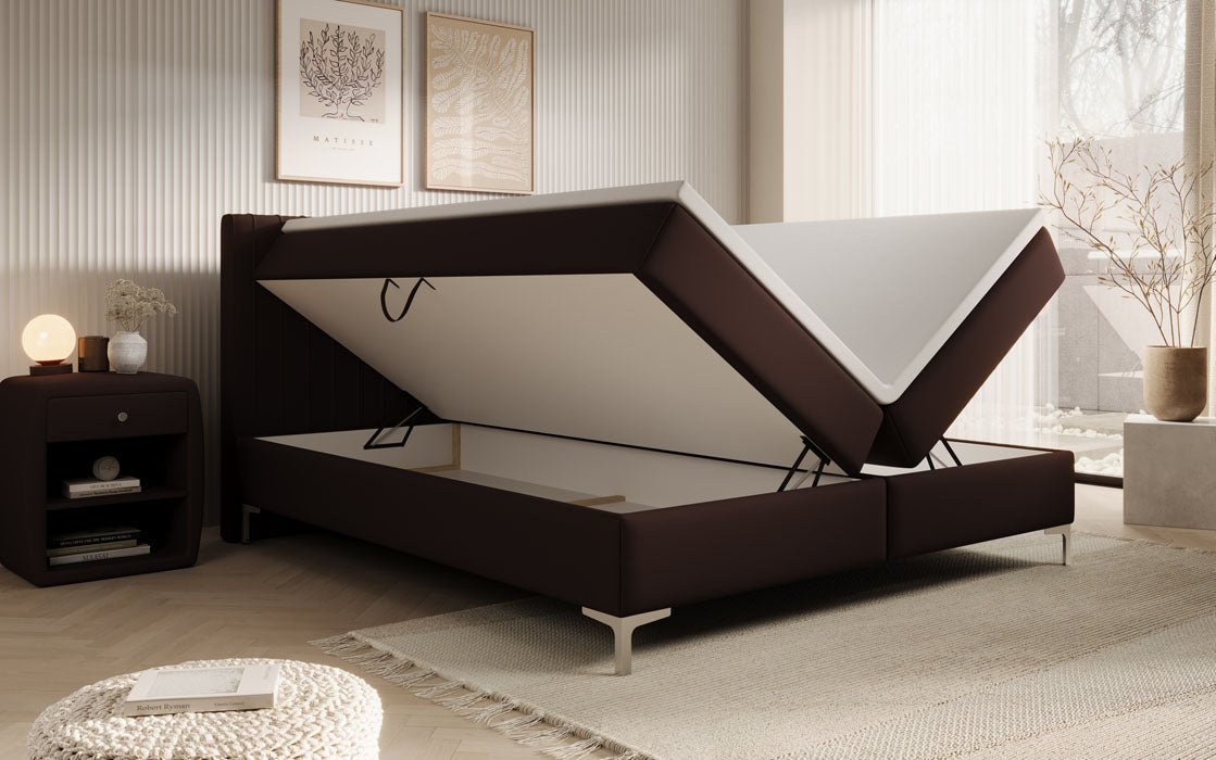 Leona Kunstleder Boxspringbett mit Stauraum – Komfort, Stil, Funktionalität