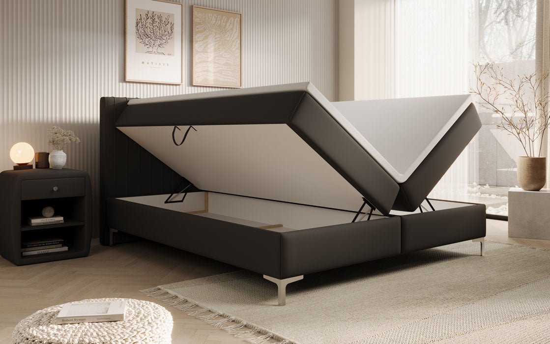Leona Kunstleder Boxspringbett mit Stauraum – Komfort, Stil, Funktionalität