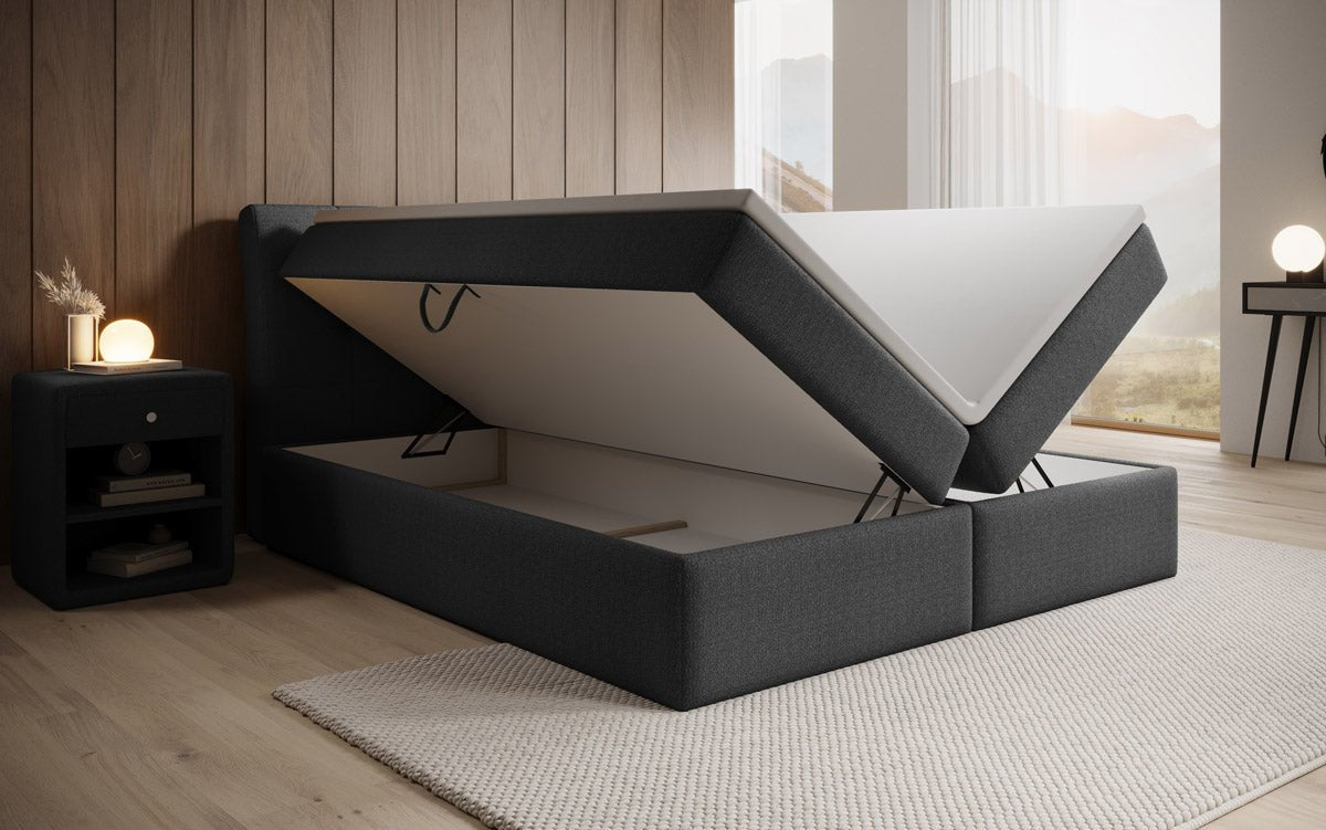 Bouclé Boxspringbett Amalia mit Stauraum – Ultimativen Schlafkomfort & Design