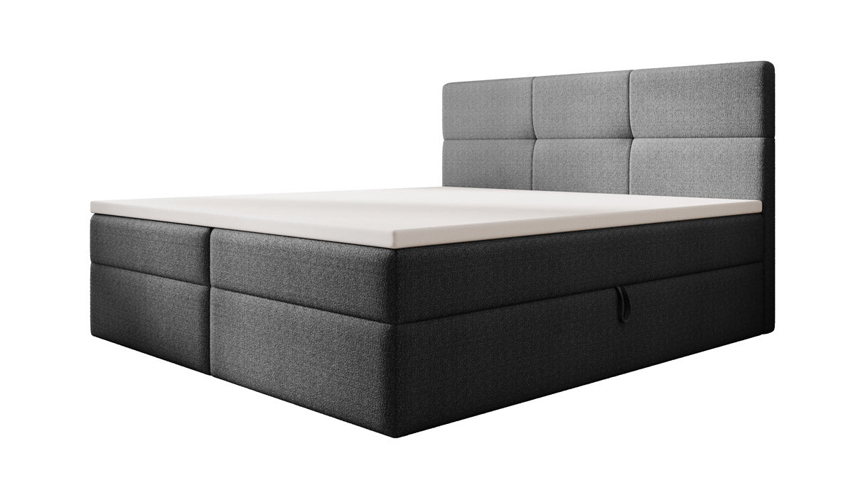 Eleonora Luxus Boxspringbett mit Bouclé-Stoff, Integriertem Stauraum & Optionalem Topper