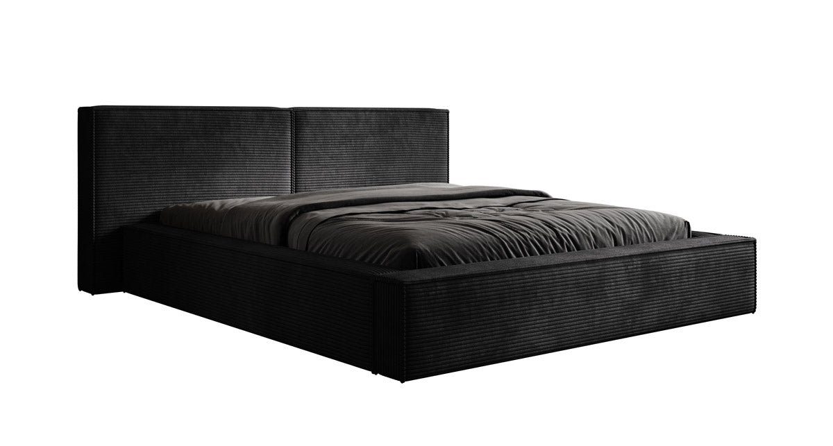 Elegantes Designer Polsterbett Ophelia: Samtiger Cord-Bezug, integrierter Stauraum, maximaler Komfort