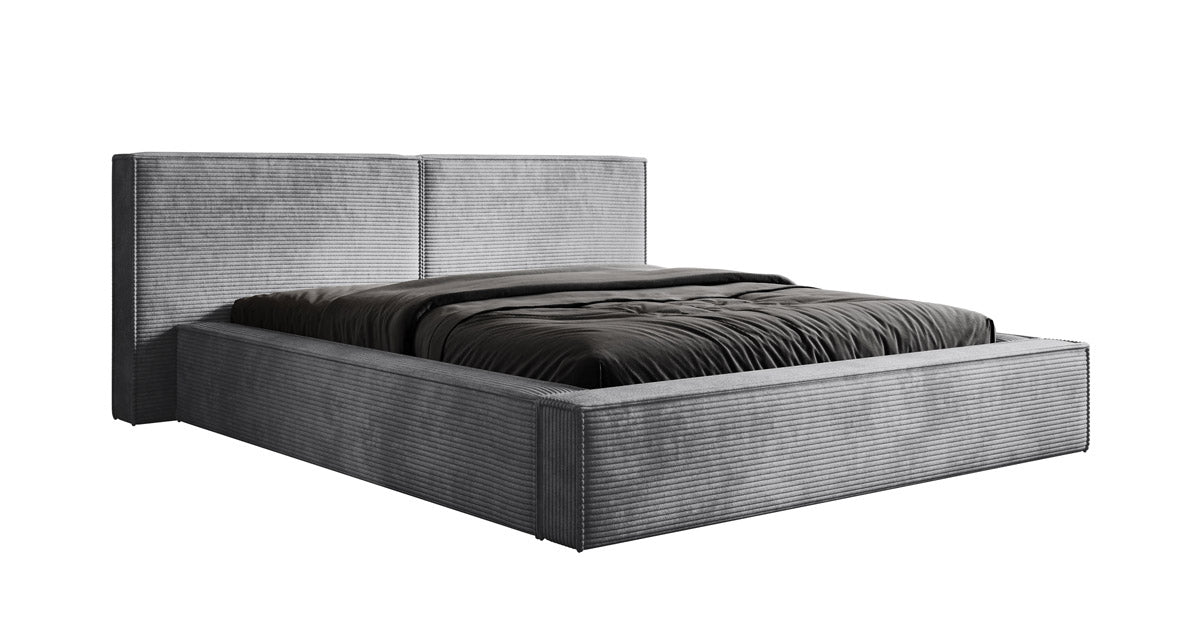 Elegantes Designer Polsterbett Ophelia: Samtiger Cord-Bezug, integrierter Stauraum, maximaler Komfort