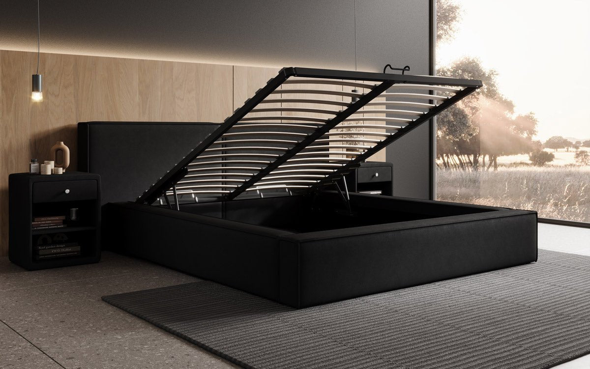 Ophelia Designer Polsterbett mit integriertem Stauraum – Modernes Stoffbett für Schlafzimmer