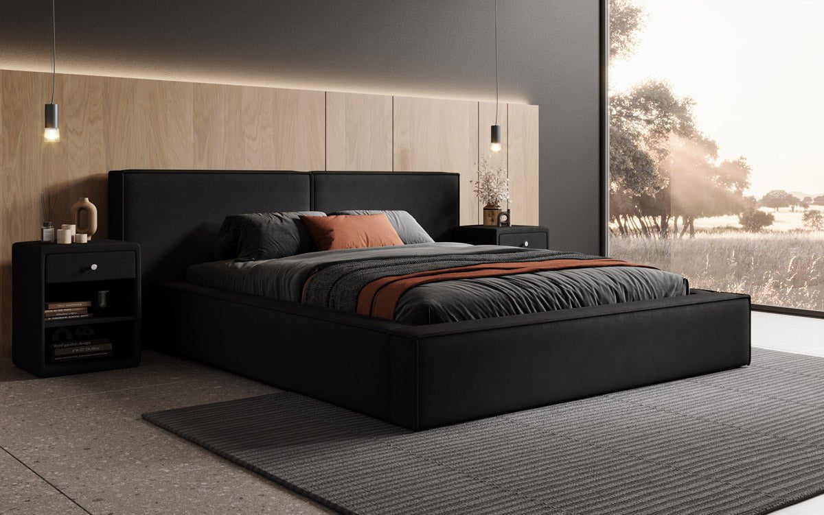 Ophelia Designer Polsterbett mit integriertem Stauraum – Modernes Stoffbett für Schlafzimmer