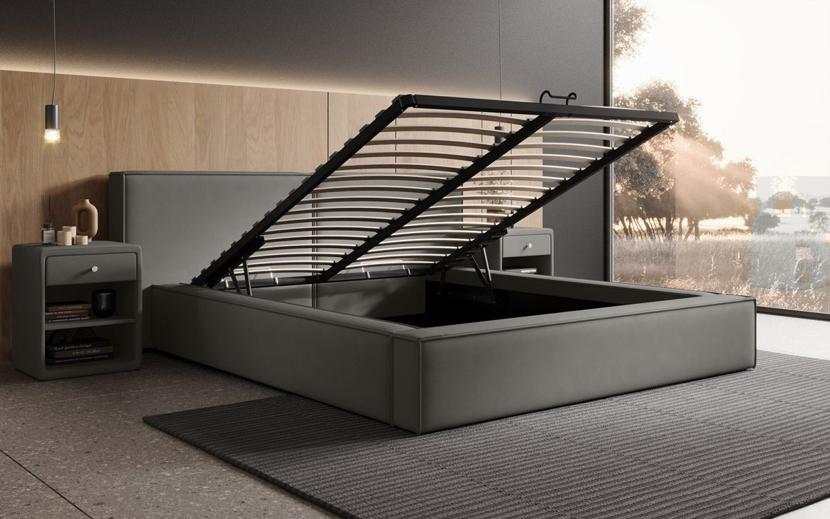 Ophelia Designer Polsterbett mit integriertem Stauraum – Modernes Stoffbett für Schlafzimmer