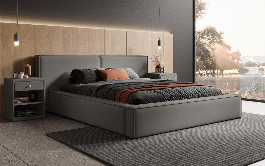 Ophelia Designer Polsterbett mit integriertem Stauraum – Modernes Stoffbett für Schlafzimmer