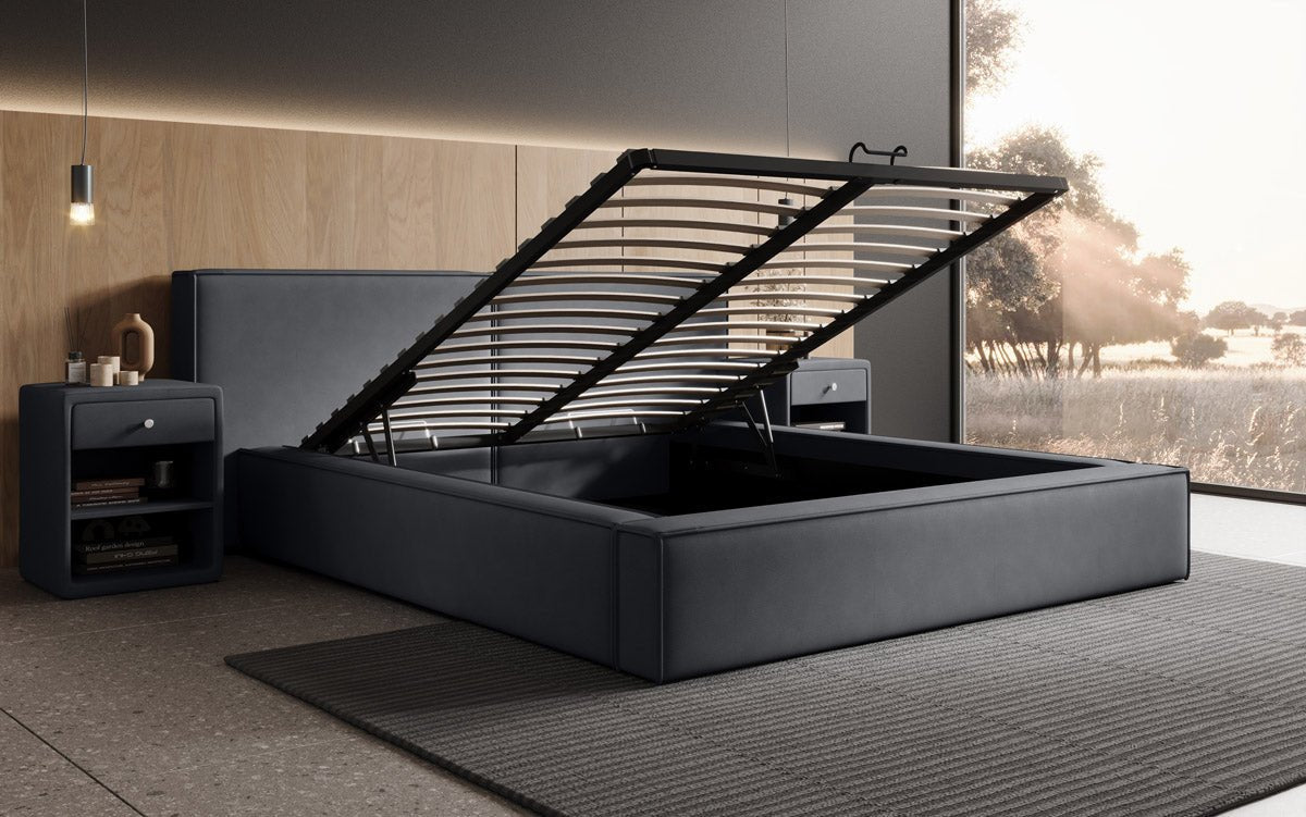 Ophelia Designer Polsterbett mit integriertem Stauraum – Modernes Stoffbett für Schlafzimmer