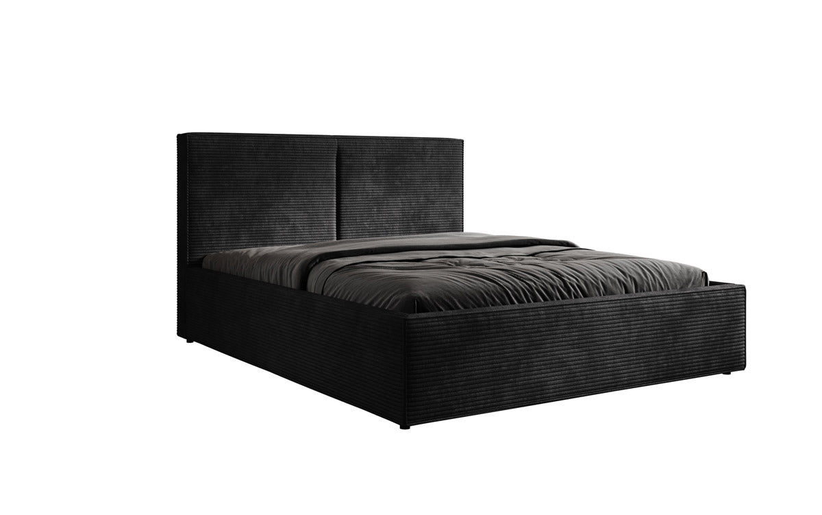 Luxuriöses Designer Polsterbett Elara aus Cord mit viel Stauraum