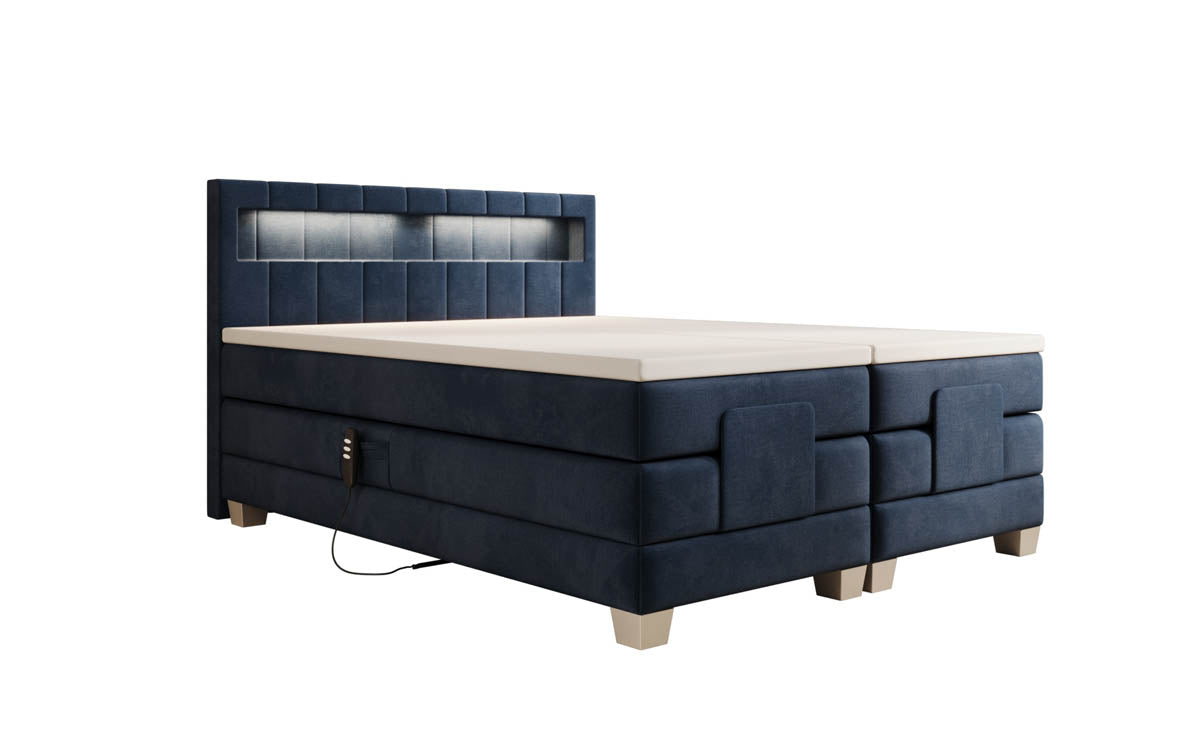 Ardena Luxus Boxspringbett Samt, elektrisch verstellbar, mit integrierter LED