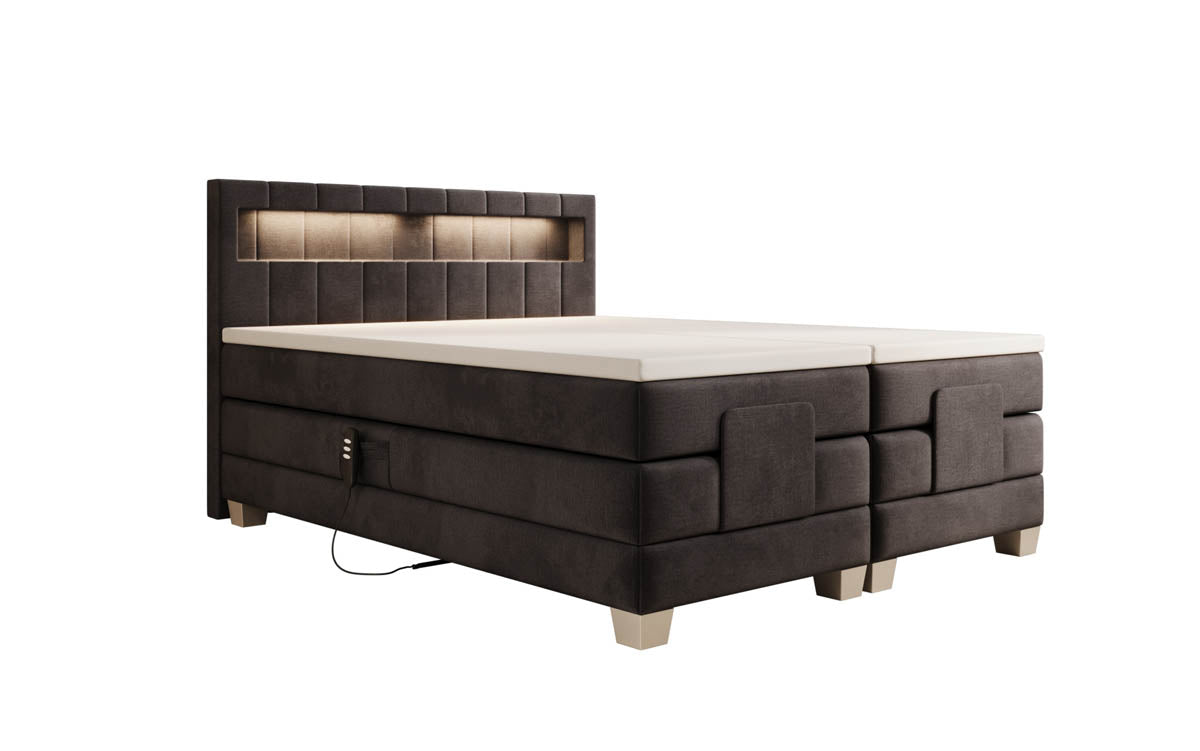 Ardena Luxus Boxspringbett Samt, elektrisch verstellbar, mit integrierter LED