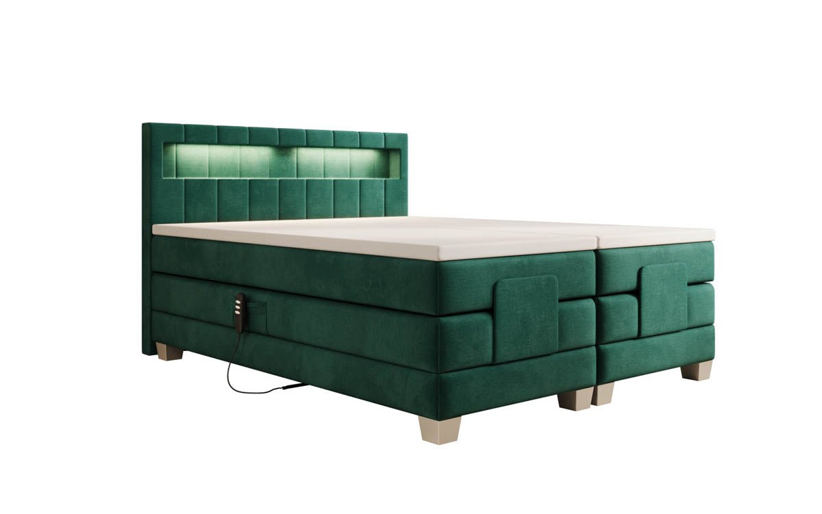 Ardena Luxus Boxspringbett Samt, elektrisch verstellbar, mit integrierter LED