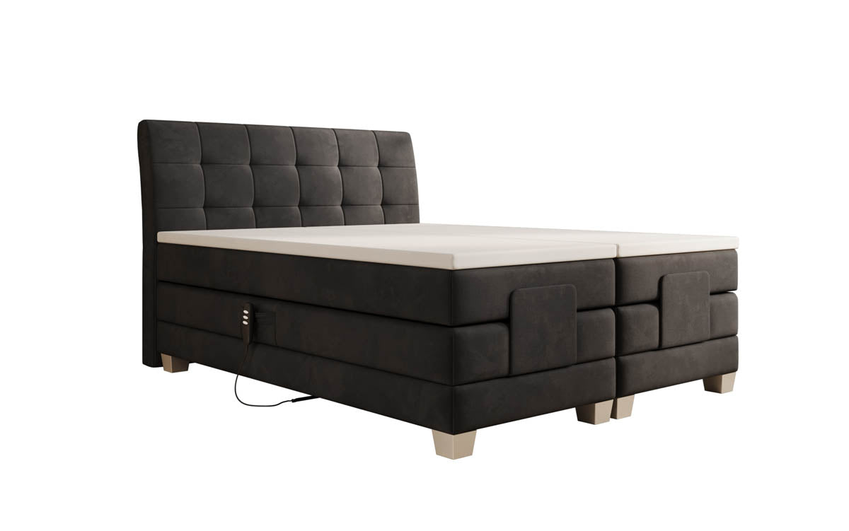 Amara Samt Boxspringbett: Elektrisch Verstellbar, Integrierte LED-Beleuchtung für Luxuriösen Schlaf