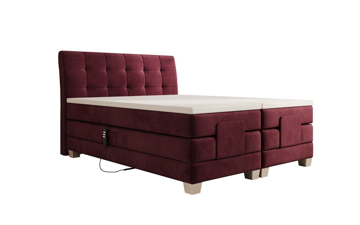Luxuriöses elektrisch verstellbares Samt Boxspringbett Amara mit LED-Beleuchtung