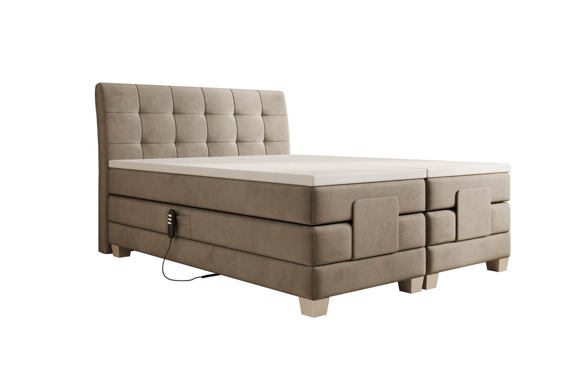 Luxuriöses elektrisch verstellbares Samt Boxspringbett Amara mit LED-Beleuchtung