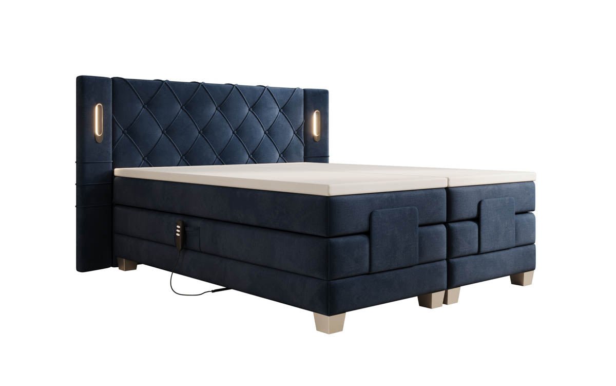 Elektrisch verstellbares Luxus Boxspringbett Livano Samt mit integrierter LED-Beleuchtung