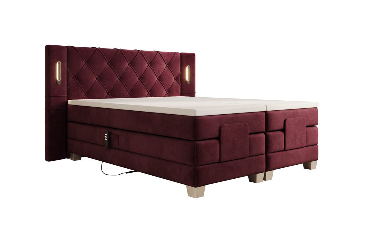 Elektrisch verstellbares Luxus Boxspringbett Livano Samt mit integrierter LED-Beleuchtung