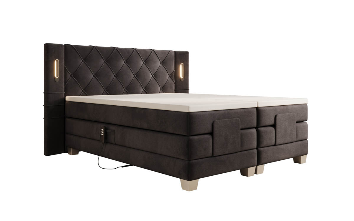 Elektrisch verstellbares Luxus Boxspringbett Livano Samt mit integrierter LED-Beleuchtung