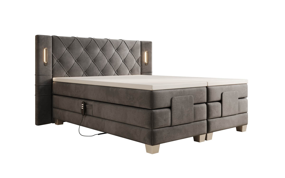 Elektrisch verstellbares Luxus Boxspringbett Livano Samt mit integrierter LED-Beleuchtung