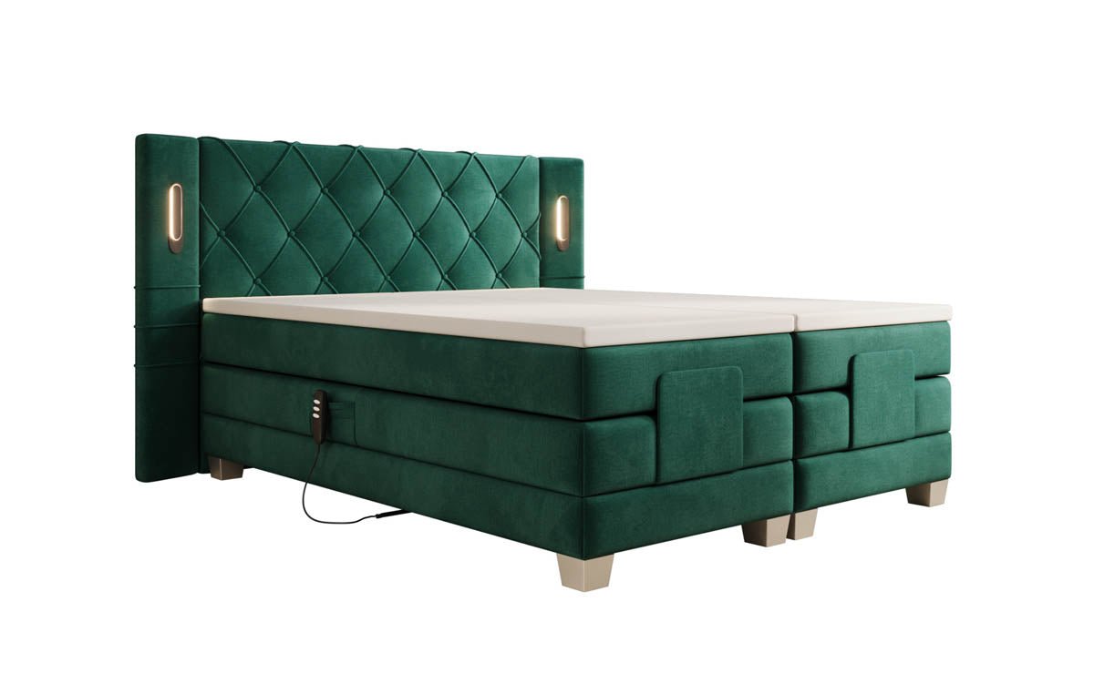 Elektrisch verstellbares Luxus Boxspringbett Livano Samt mit integrierter LED-Beleuchtung