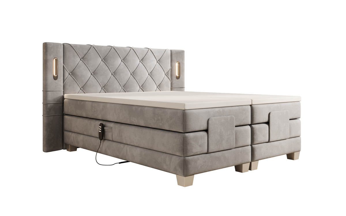 Elektrisch verstellbares Luxus Boxspringbett Livano Samt mit integrierter LED-Beleuchtung