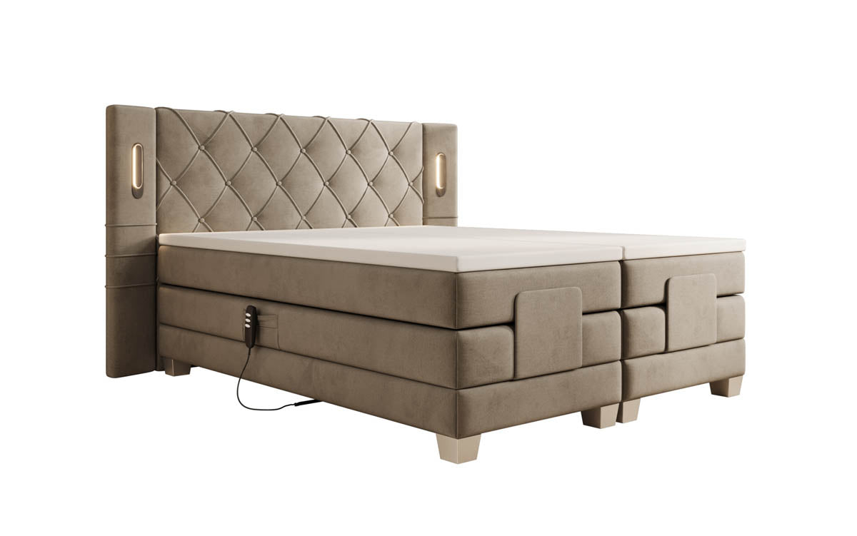 Elektrisch verstellbares Luxus Boxspringbett Livano Samt mit integrierter LED-Beleuchtung