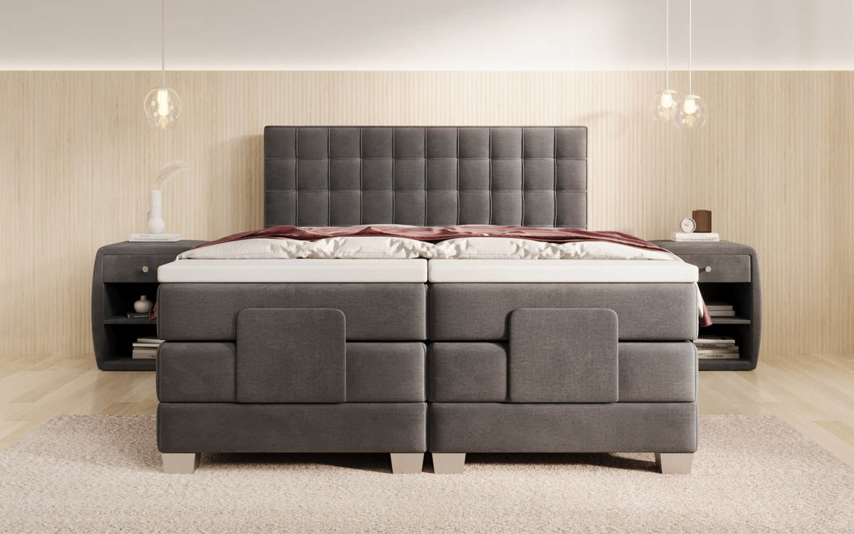Luxuriöses Boxspringbett Sorella, elektrisch verstellbar, Samtbezug, für erholsamen Schlaf