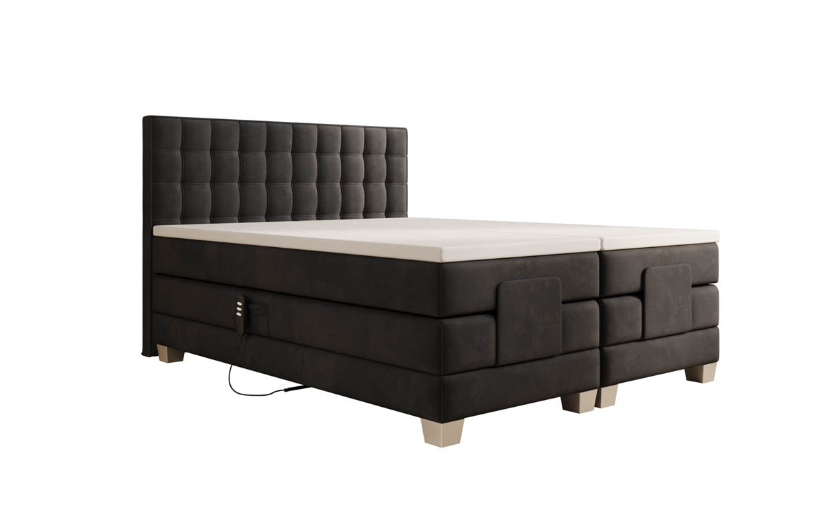 Luxuriöses Boxspringbett Sorella, elektrisch verstellbar, Samtbezug, für erholsamen Schlaf