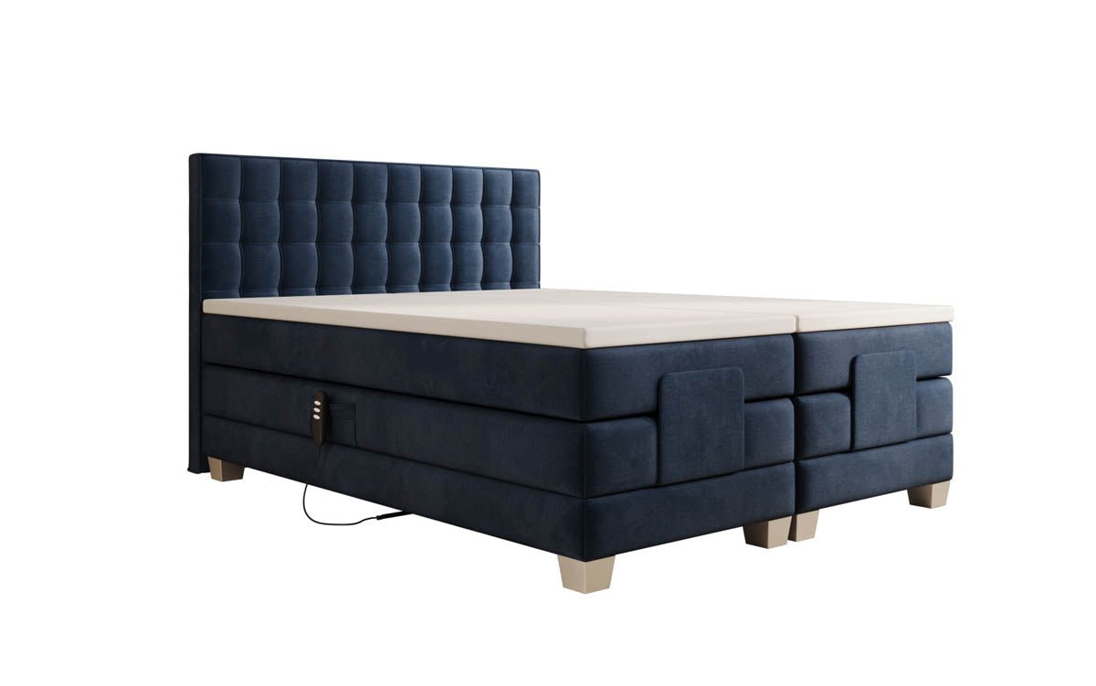 Luxuriöses Boxspringbett Sorella, elektrisch verstellbar, Samtbezug, für erholsamen Schlaf