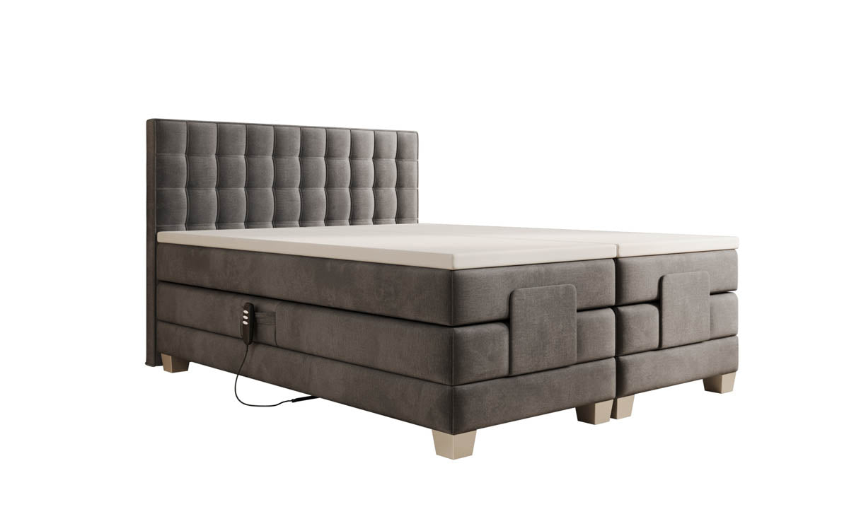 Luxuriöses Boxspringbett Sorella, elektrisch verstellbar, Samtbezug, für erholsamen Schlaf