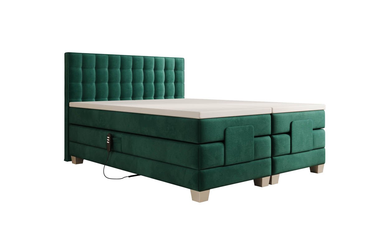 Luxuriöses Boxspringbett Sorella, elektrisch verstellbar, Samtbezug, für erholsamen Schlaf