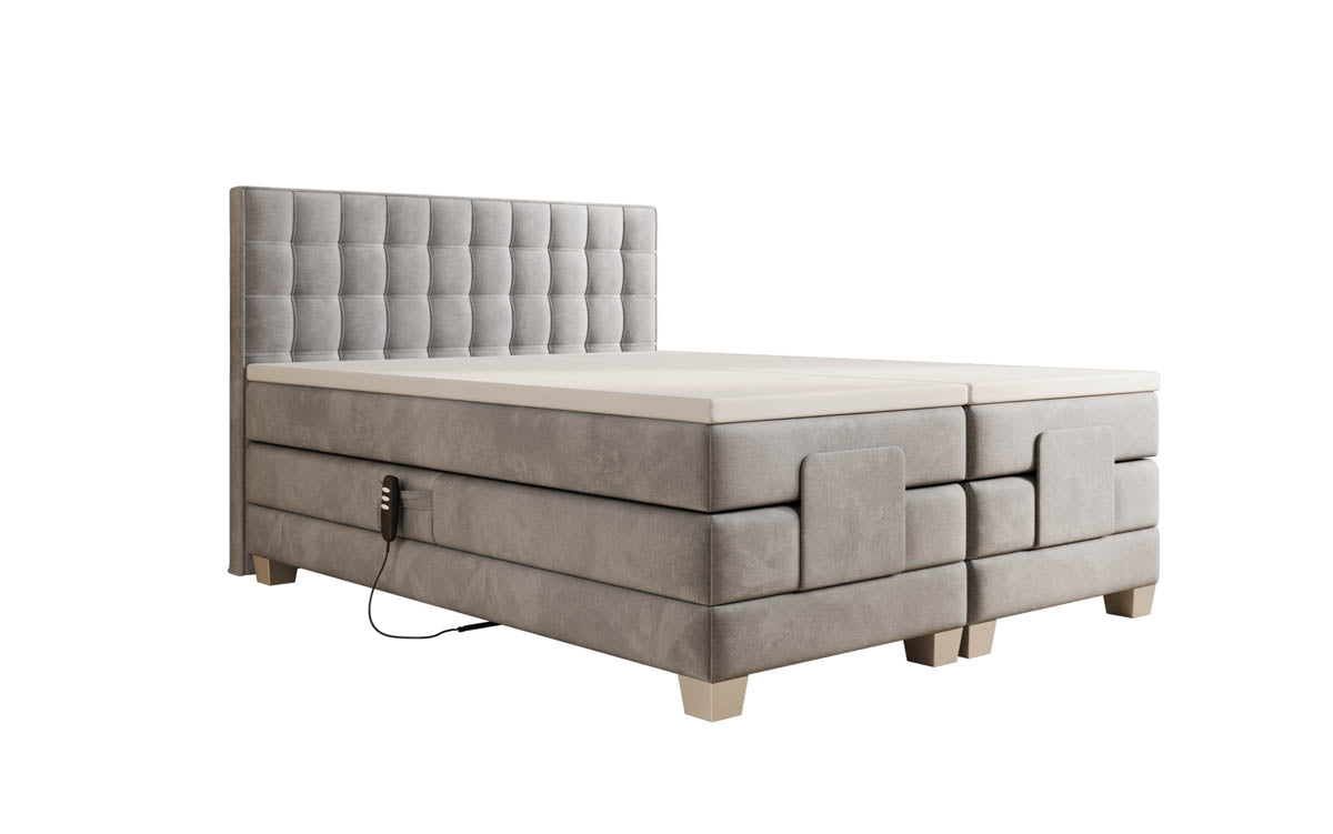 Luxuriöses Boxspringbett Sorella, elektrisch verstellbar, Samtbezug, für erholsamen Schlaf
