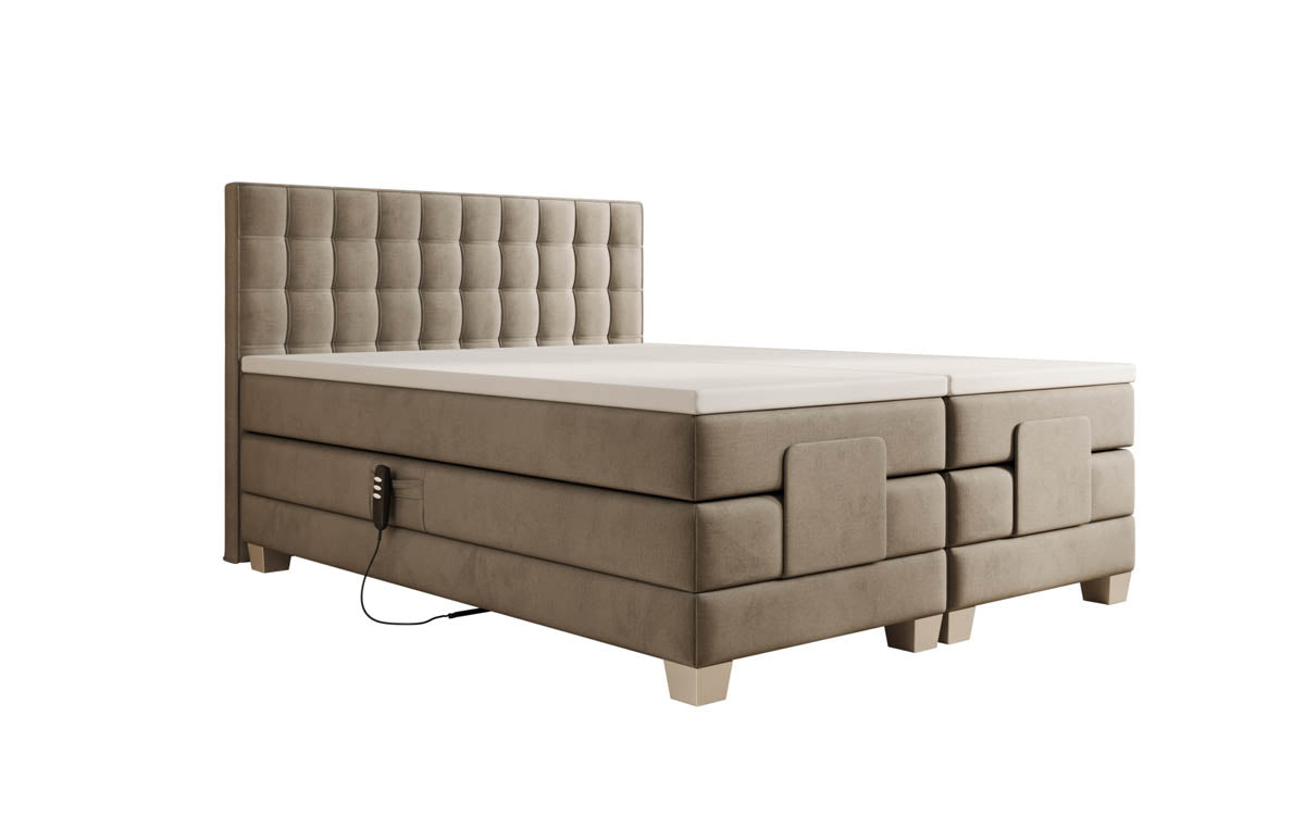 Luxuriöses Boxspringbett Sorella, elektrisch verstellbar, Samtbezug, für erholsamen Schlaf