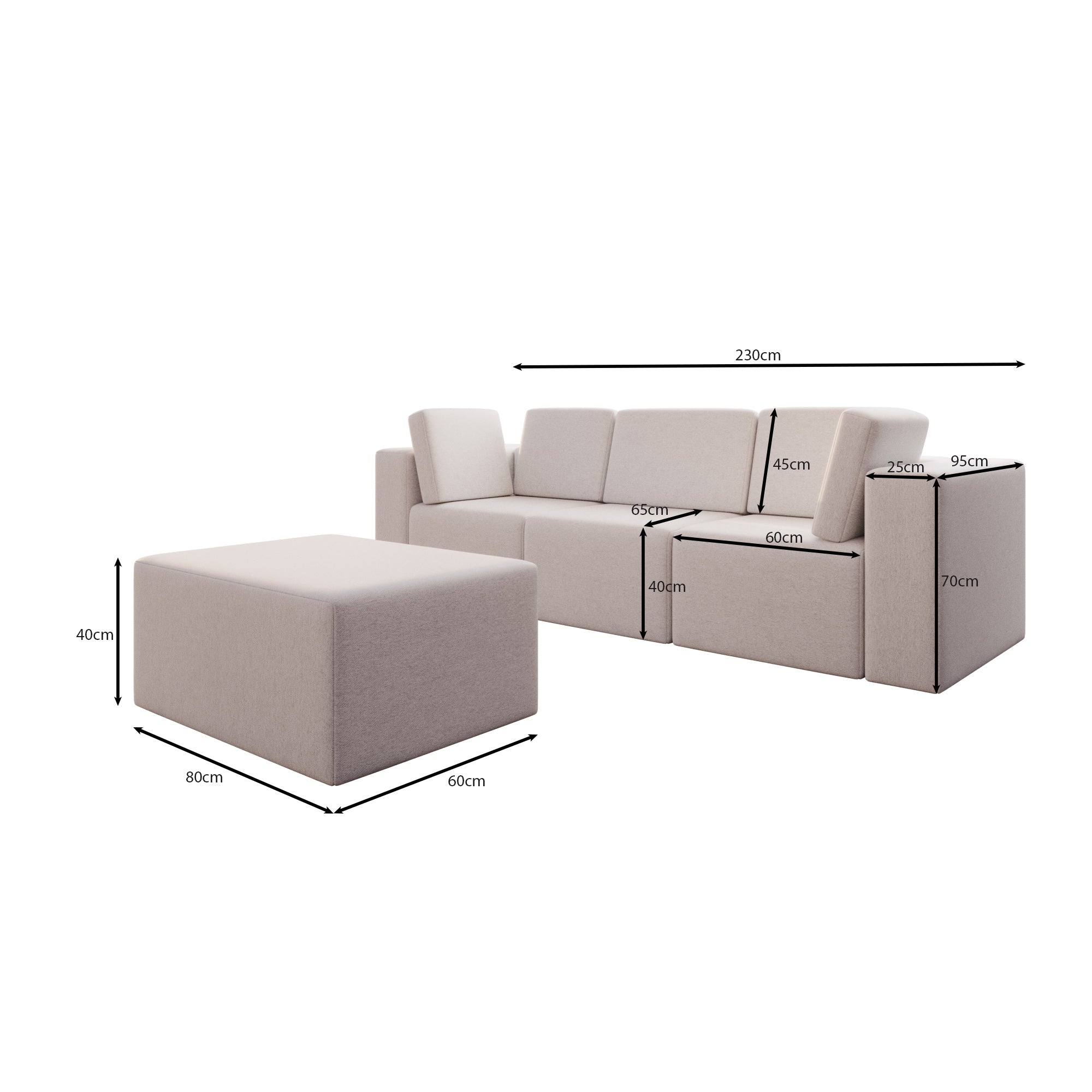 Modulares Luxus Gartensofa Set Eden mit Hocker – Perfekt für Outdoor-Entspannung