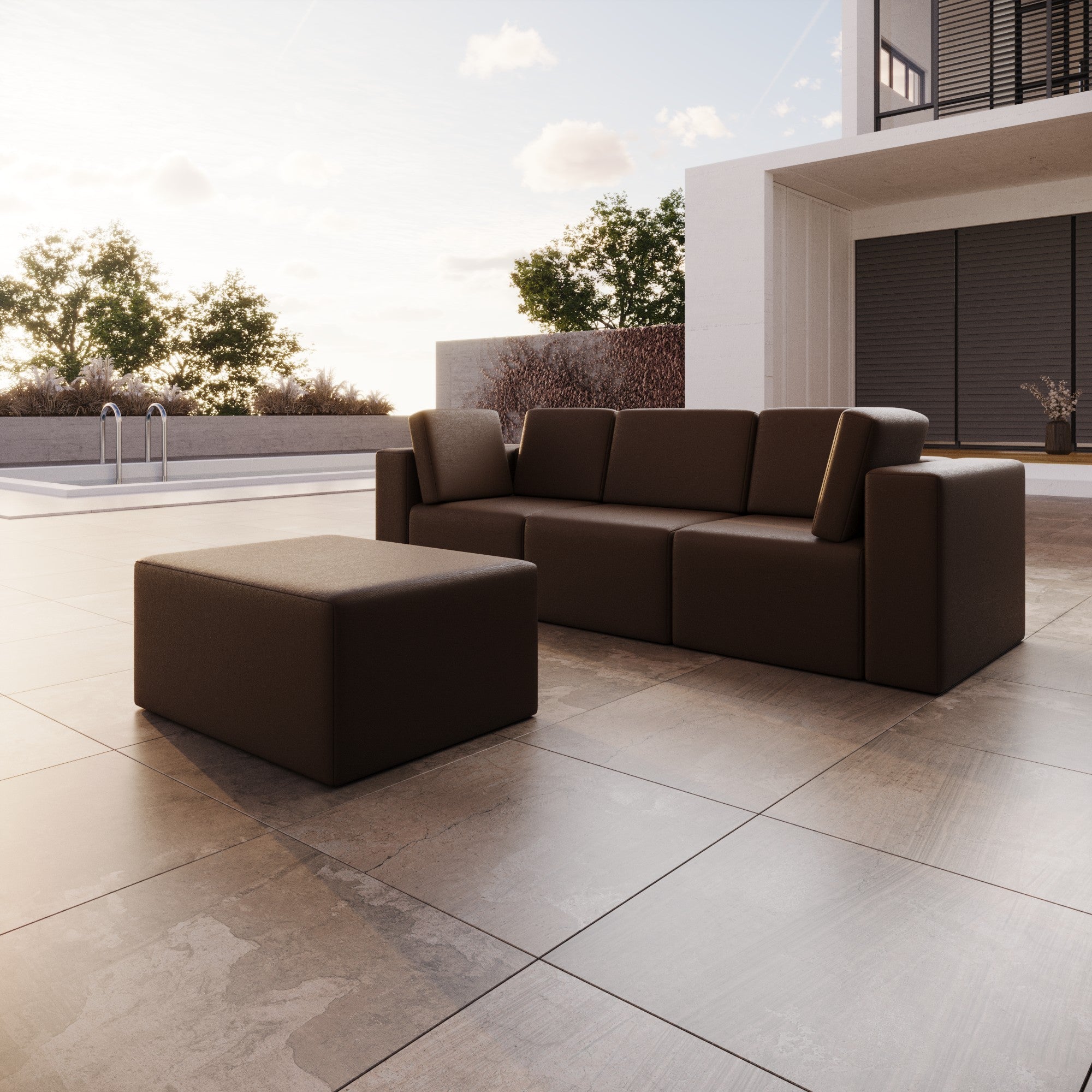 Modulares Luxus Gartensofa Set Eden mit Hocker – Perfekt für Outdoor-Entspannung