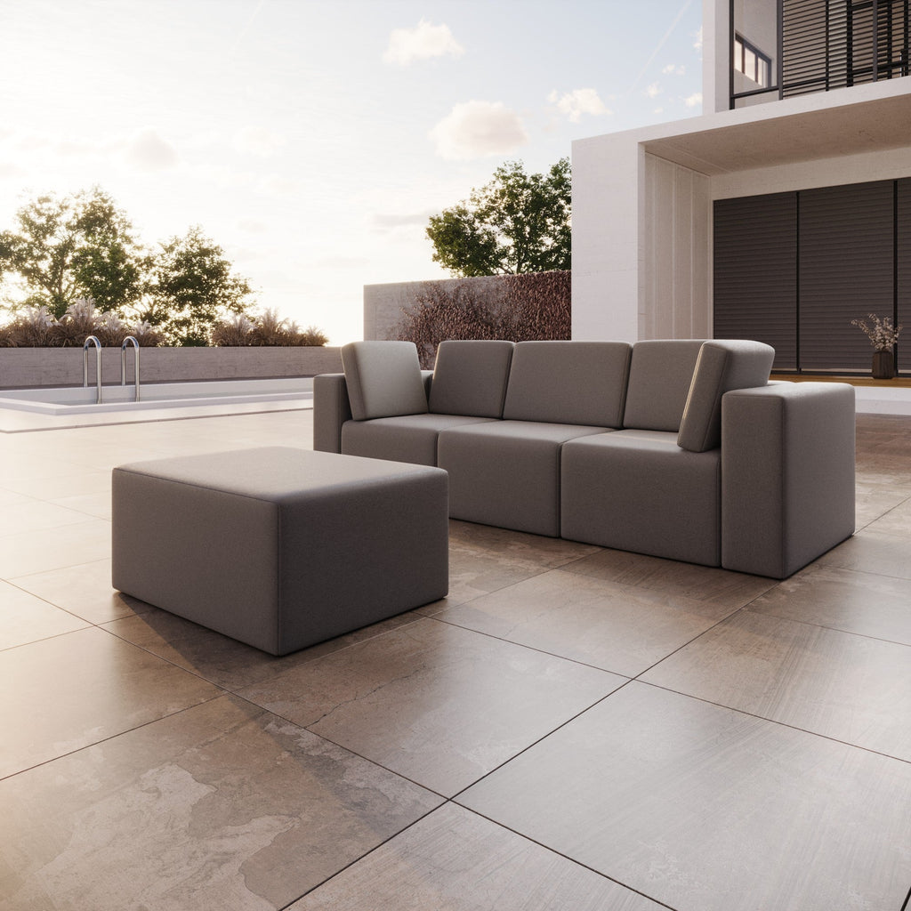 Modulares Luxus Gartensofa Set Eden mit Hocker – Perfekt für Outdoor-Entspannung