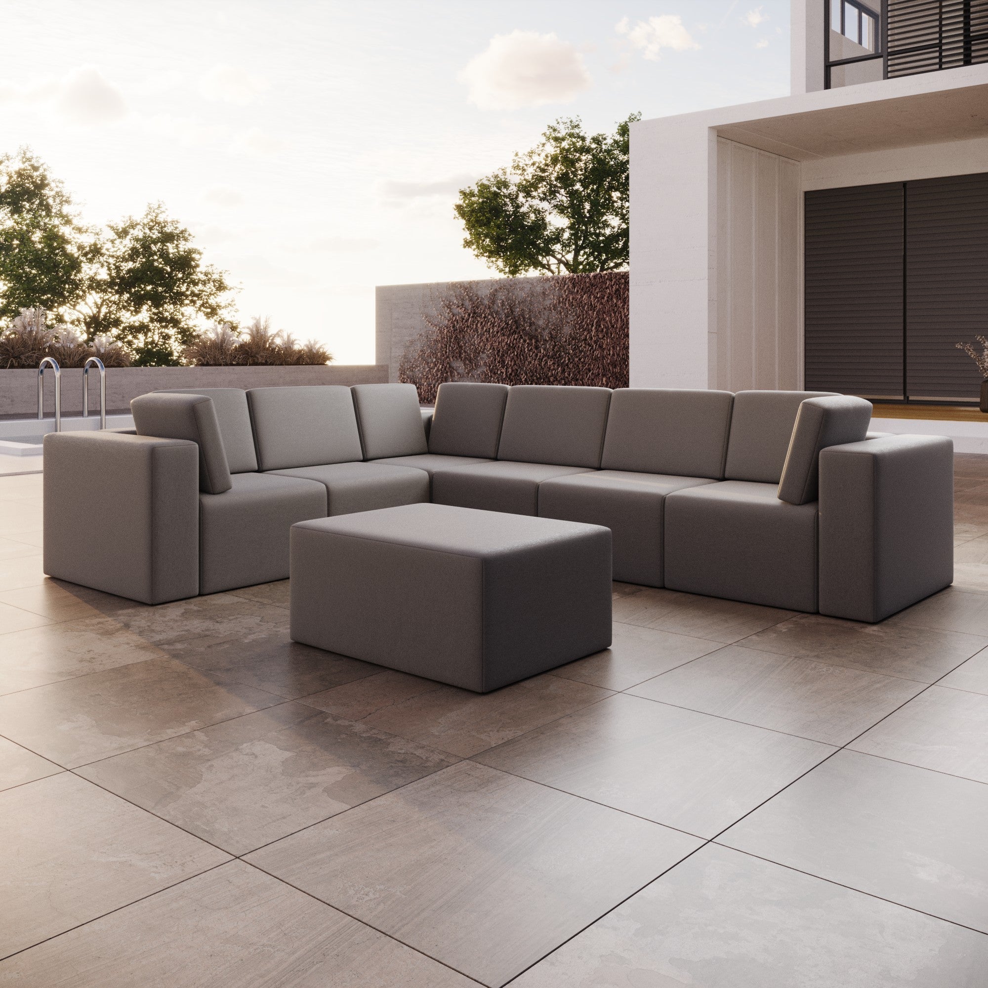 Luxuriöses Modulares Gartensofa Set mit Beistelltisch – Wetterfest & Komfortabel