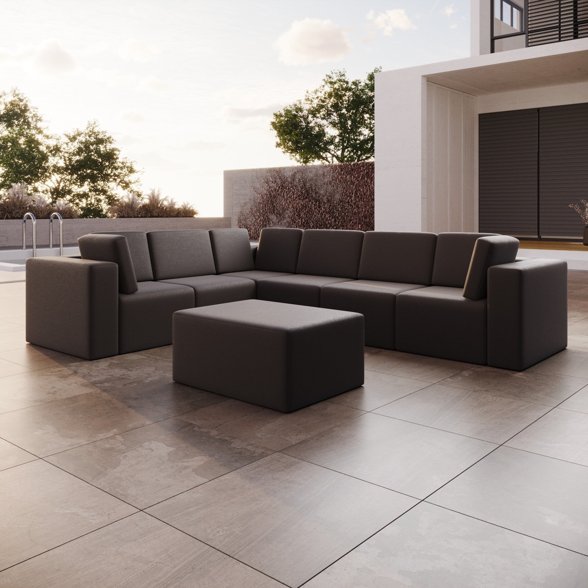 Luxuriöses Modulares Gartensofa Set mit Beistelltisch – Wetterfest & Komfortabel