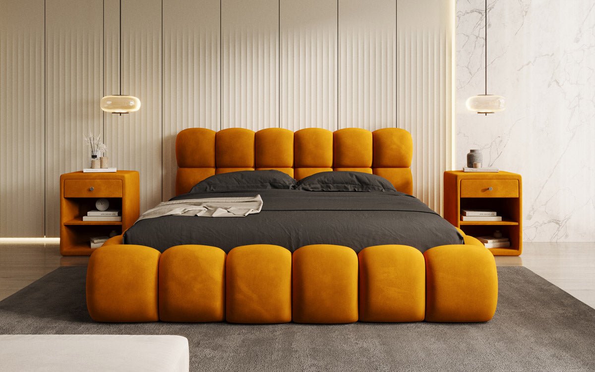 Boston Samt Designer Polsterbett mit Stauraum – Luxus & Komfort